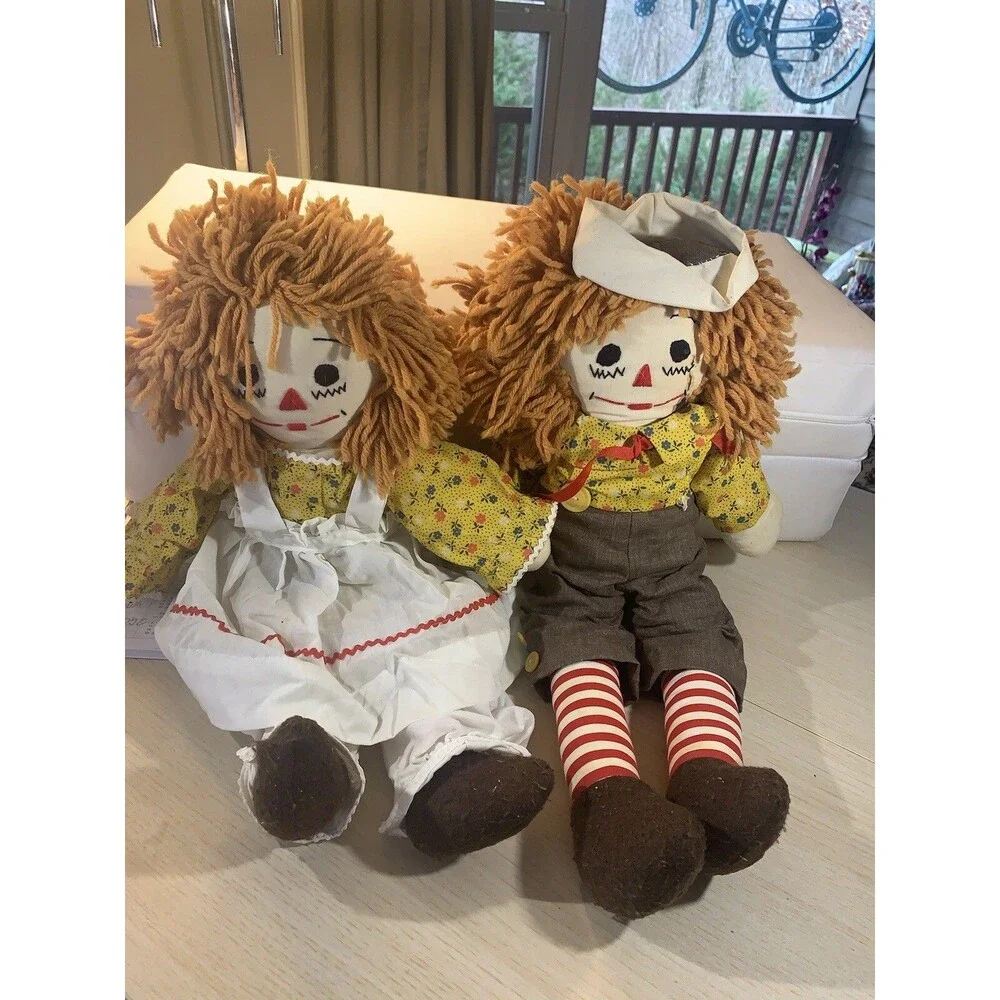 Vtg Raggedy Ann & Andy Dolls Handmade 20